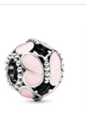 Pink Enamel Butterfly Charm Bead